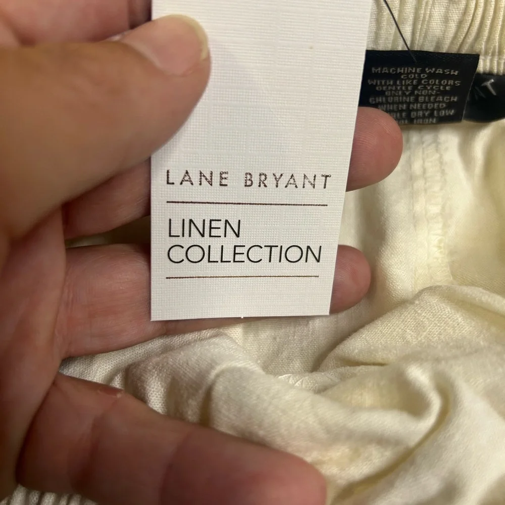 NWT Lane Bryant Cream Linen Wide Leg Mid Rise Pant Size 12 - Picture 6 of 7